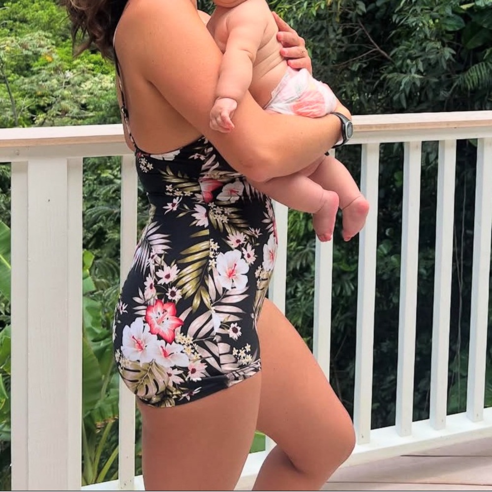 Bodysuit/Swim suit Floral Black Romper - Picture 5 of 5